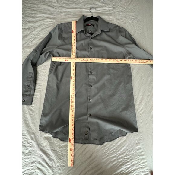 J Ferrar Mens Gray Dress Shirt 1616.5 3233 long sleeve button up cotton collared - Picture 5 of 6